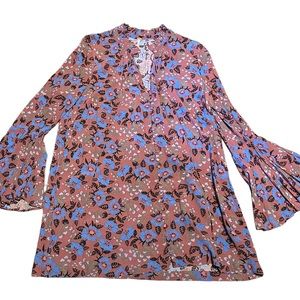 Free People Floral Tunic in Pink and Blue